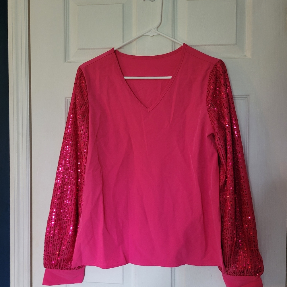 SHEIN Hot pink sequin top
